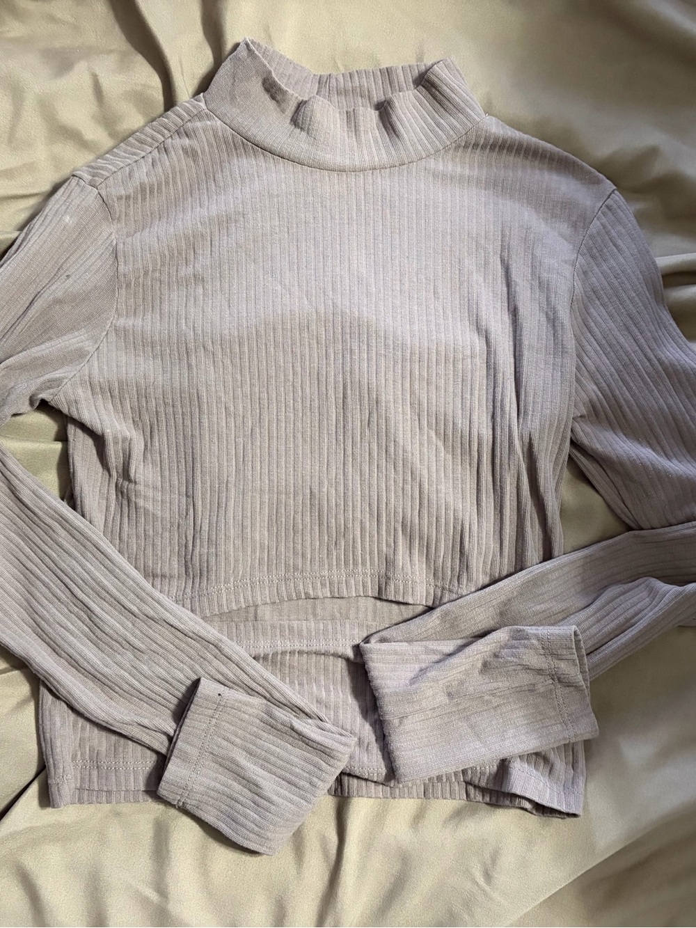 BP Nordstrom Ribbed Mock Neck Long Sleeve Top Size M Taupe